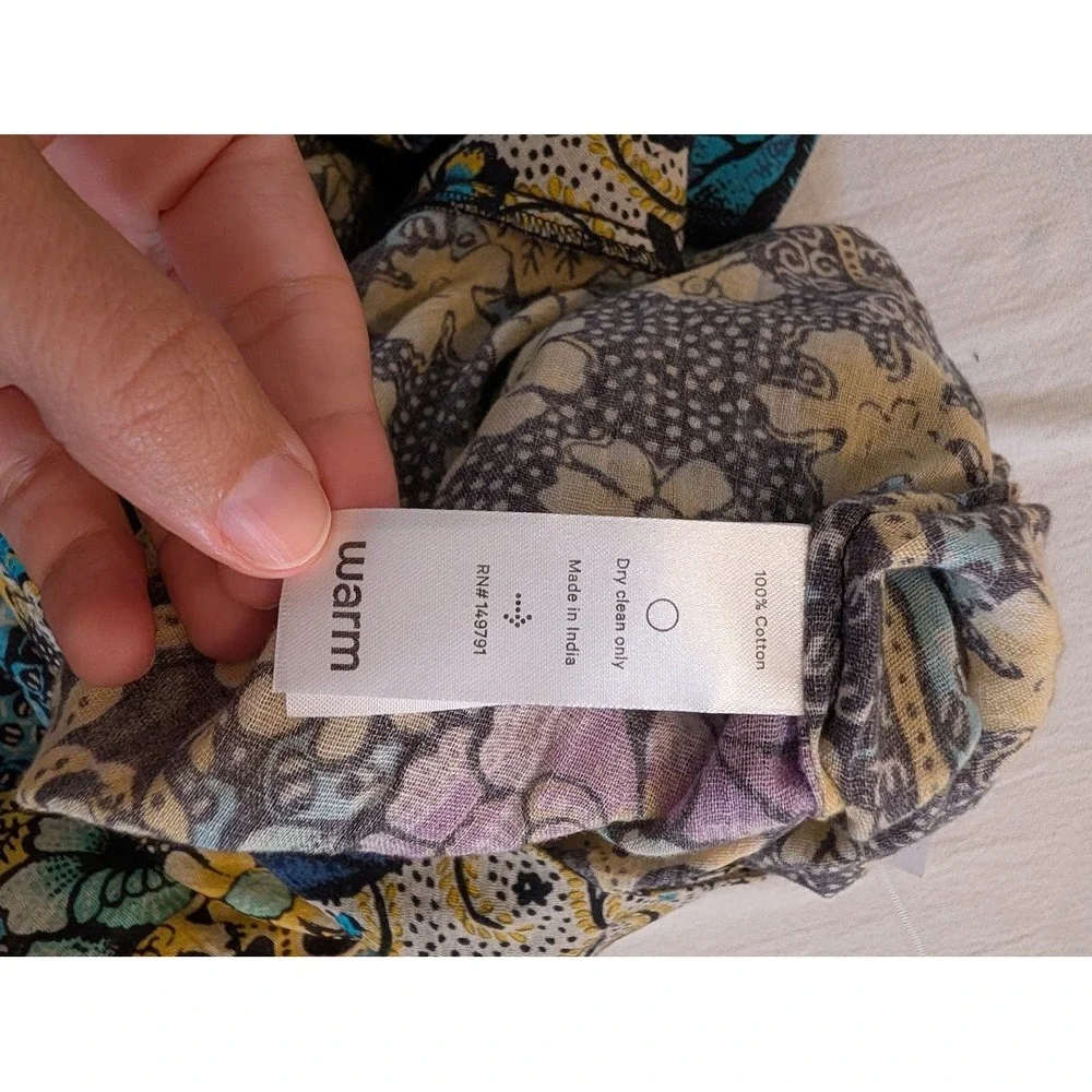 The Warm Store 100% Cotton Romper Women's Size 1 Sm Long Sleeve‎ Tie Back Boho